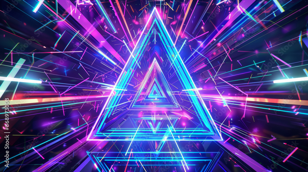 geometric shapes and futuristic elements, neon lines trace intricate patterns, prismatic, holographic, with shades of electric blue, laser green, and nebula purple, captivating wallpaper geometric shapes and futuristic elements, neon lines trace intricate patterns, prismatic, holographic, with shades of electric blue, laser green, and nebula purple, captivating wallpaper