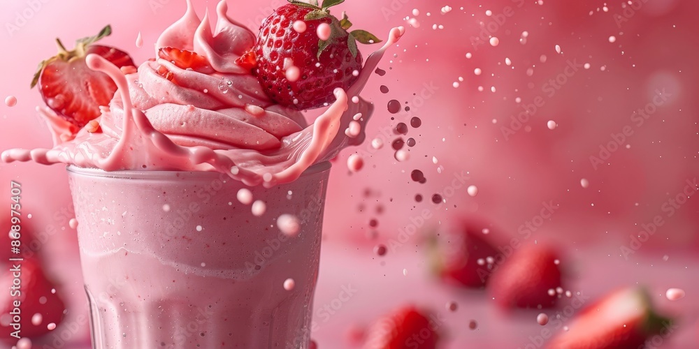 strawberry smoothie frappe with a splash effect strawberry smoothie frappe with a splash effect