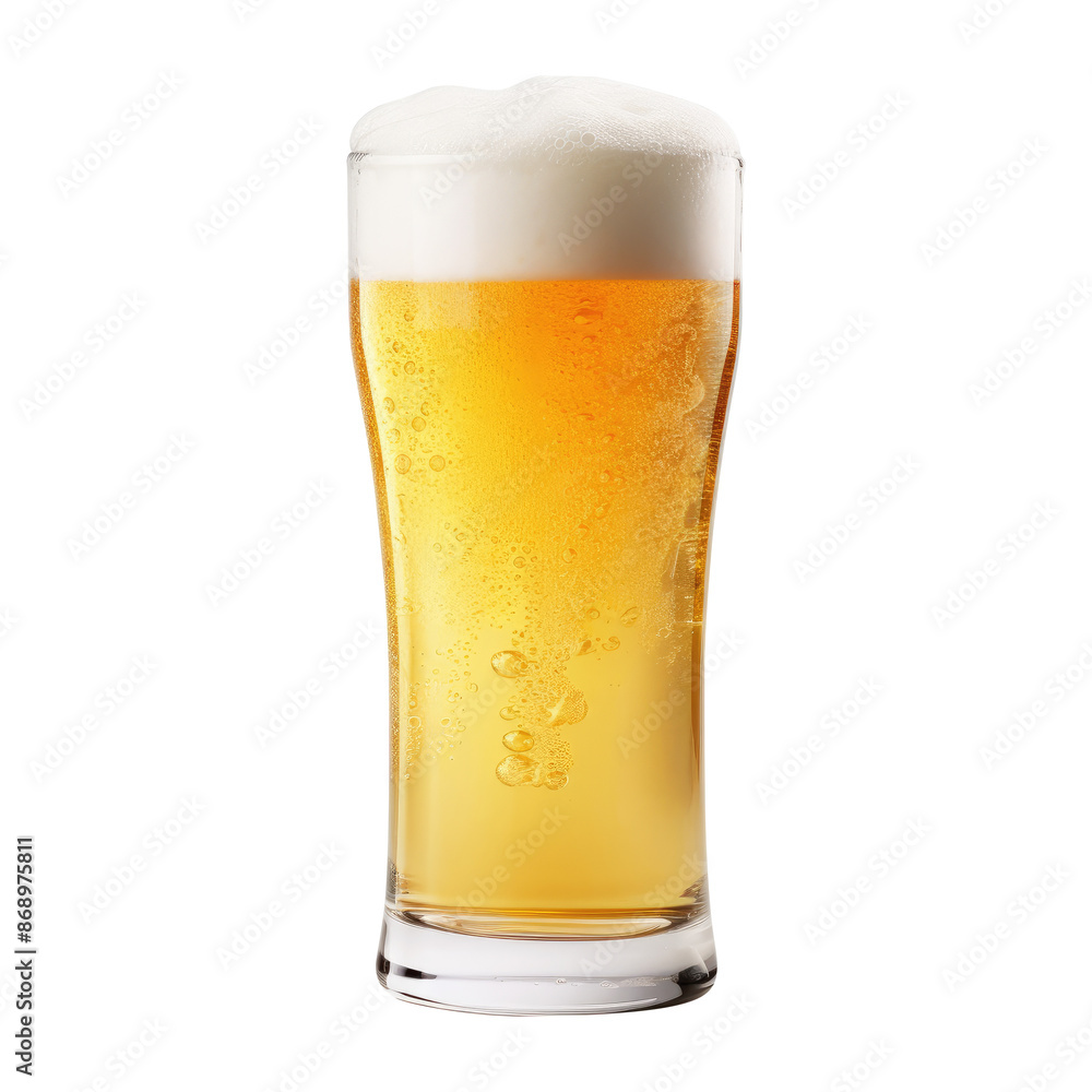 Glass of cold beer with foam isolated on transparent white background, clipping path Glass of cold beer with foam isolated on transparent white background, clipping path