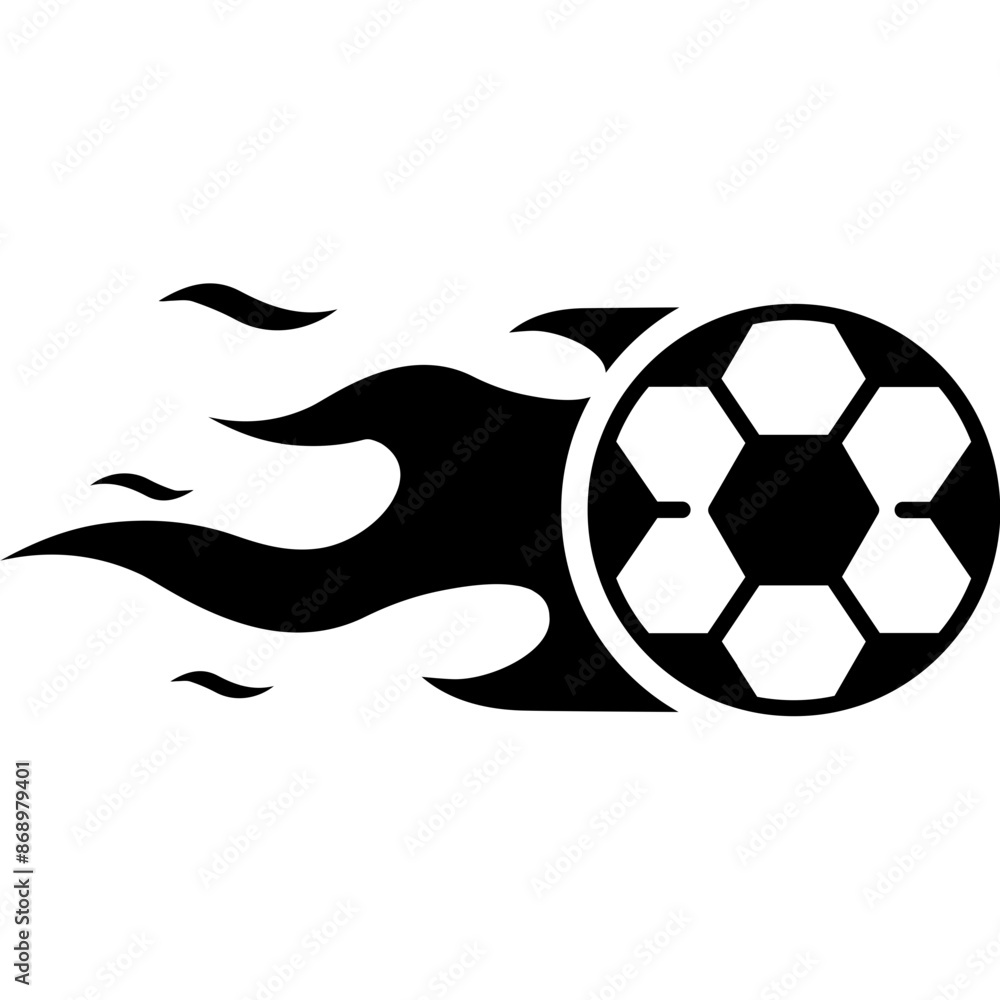 Obraz premium Football Ball Cartoon. Soccer Ball Comic Style. Soccer or Football Ball Fly at High Speed. Vector Icon