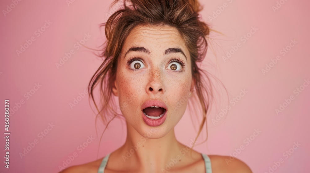 Portrait of a positively surprised woman. Portrait of a positively surprised woman.