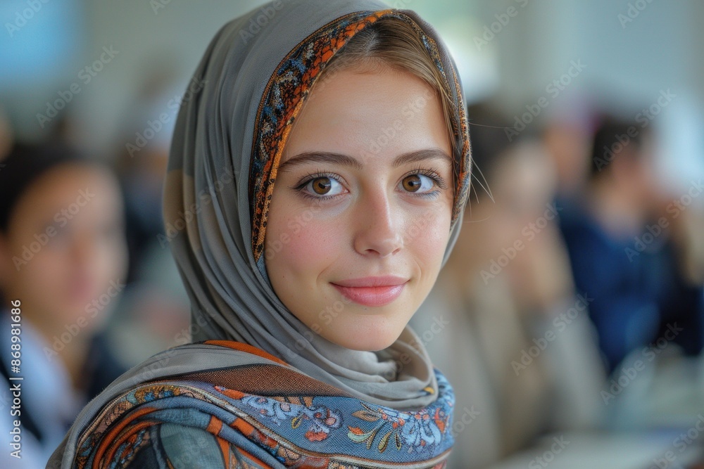 Confident Muslim Female Student at University Lecture Confident Muslim Female Student at University Lecture