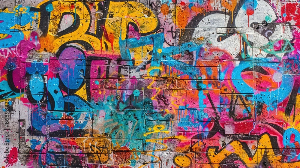 Seamless Graffiti Pattern: Vibrant Colors on Weathered Concrete Wall Seamless Graffiti Pattern: Vibrant Colors on Weathered Concrete Wall