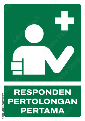 ISO emergency and first aid safety signs in indonesian_responden pertolongan pertama size a4/a3/a2/a1 photo