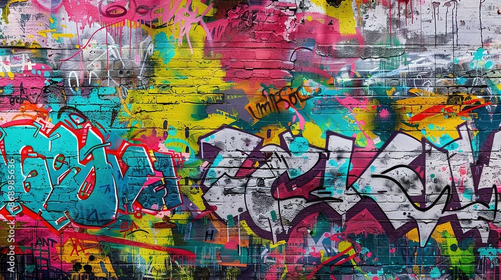 Seamless Pattern: Colorful Graffiti on Weathered Concrete Wall Seamless Pattern: Colorful Graffiti on Weathered Concrete Wall