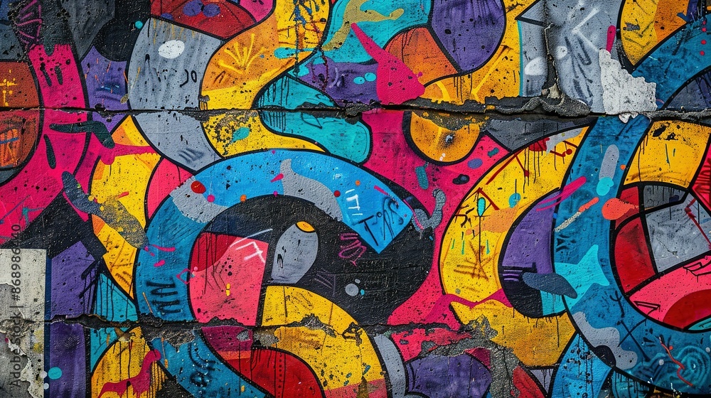 Colorful Graffiti Seamless Pattern on Weathered Concrete Wall Colorful Graffiti Seamless Pattern on Weathered Concrete Wall