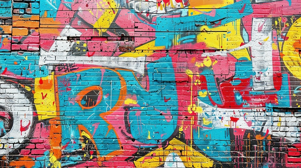 Obraz premium Seamless Pattern of Colorful Graffiti on Weathered Concrete
