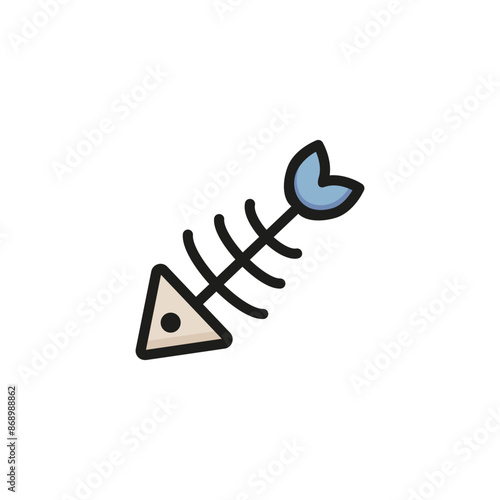 Fish leftovers line icon. Polluting, bone, spine. Seafood concept. Vector illustration can be used for topics like waste, food, hunger
