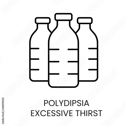 Polydipsia Excessive thirst, symptom in diabetes vector line icon with editable stroke