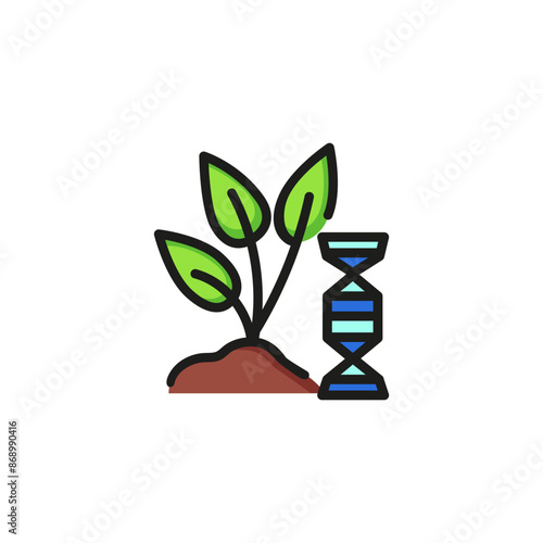 Genetically modified growing plant line icon. Sprout, biochemistry, helix. concept. Vector illustration can be used for topics like gardening, agriculture, farming