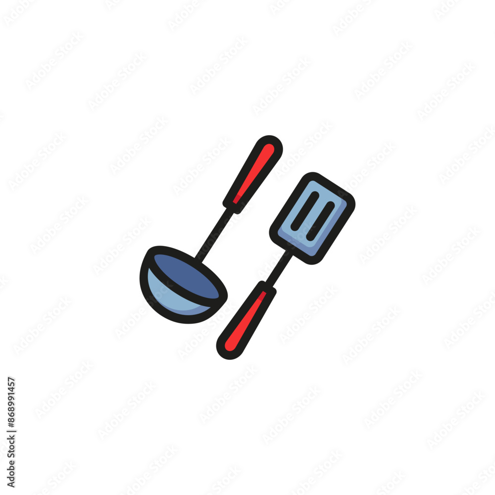 Kitchen utensils line icon. Spatula, ladle, tool. Cooking concept. Vector illustration can be used for topics like kitchenware, preparing food, domestic life Kitchen utensils line icon. Spatula, ladle, tool. Cooking concept. Vector illustration can be used for topics like kitchenware, preparing food, domestic life