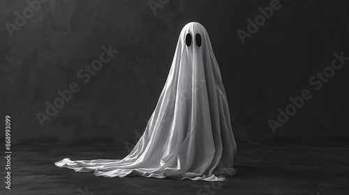 Minimalist Halloween ghost with high contrast lighting