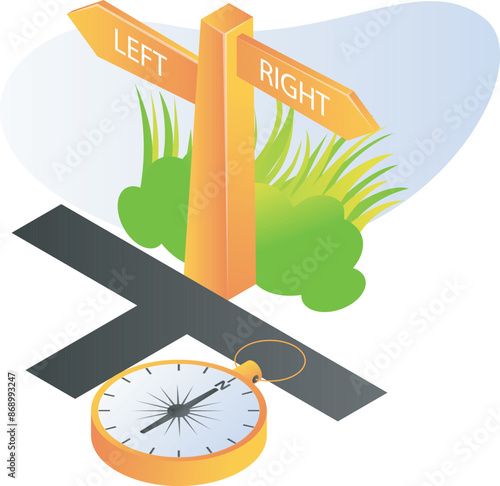 Traveling compass with left and right options