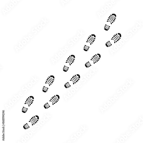Trail footprints vector illustration. Shoe footsteps isolated on white background