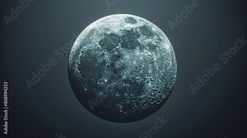 Minimalist full moon wide shot with high contrast lighting and dark grey background