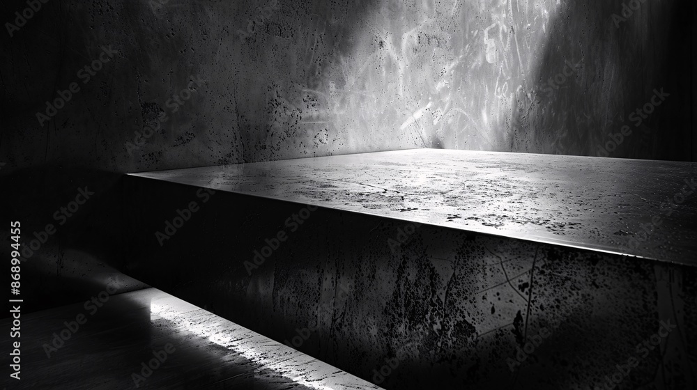 Obraz premium Minimalist tomb close-up with high contrast lighting and metallic silver tones