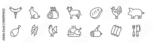 Meat icons set. Vector illustration