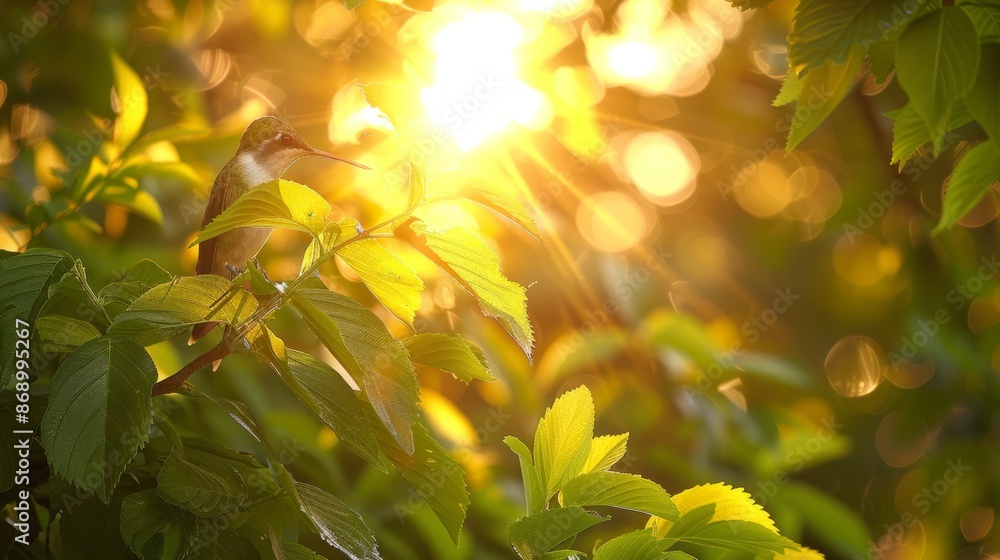 Obraz premium Hummingbirds Dancing in the Middle of Shady Trees