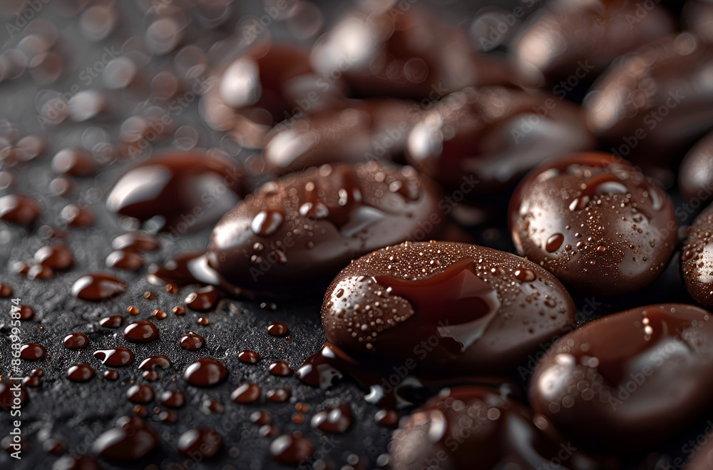Chocolate covered nuts on a dark surface. Chocolate covered nuts on a dark surface.