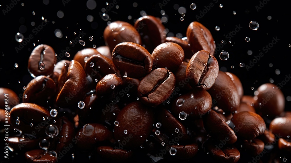 Obraz premium beans on black background