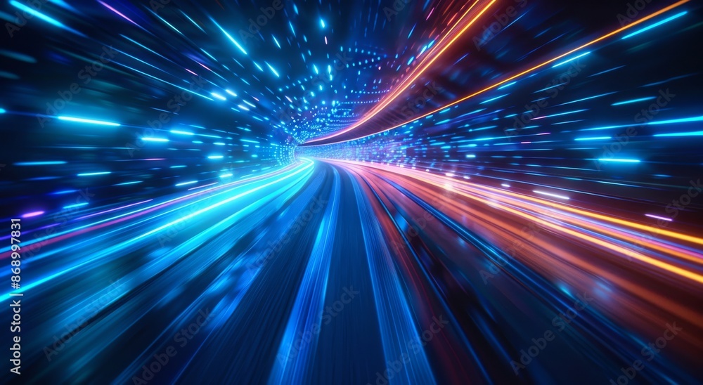 A Futuristic Tunnel of Light at Night A Futuristic Tunnel of Light at Night
