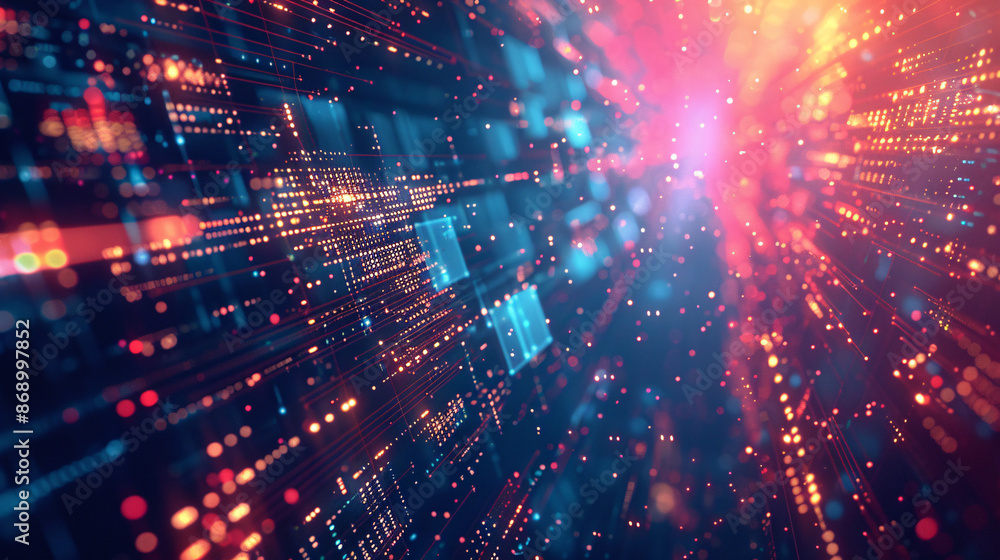 Naklejka premium Futuristic Digital Abstract Background with Tech Elements