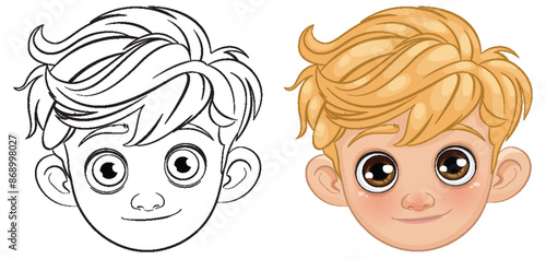 Adorable boy with big eyes and blonde hair