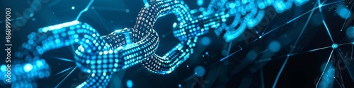Abstract Technological Background Illustrating Tokenization with Blockchain Technology, Digital Assets, and Smart Contracts for Secure Transactions and Revolutionary Ownership Representation. Blue Tec