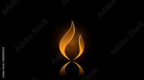 Golden Flame Graphic Design Illustration On Black Background