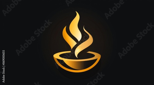 Golden Flame Graphic Design Illustration On Black Background