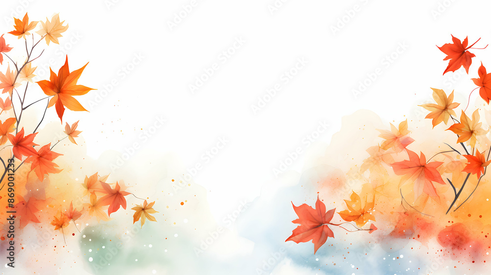 watercolor autumn leaves background with copy space, seasonal greetings card or invitation template watercolor autumn leaves background with copy space, seasonal greetings card or invitation template