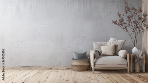 Wallpaper Mural Minimalist interiors in a luxury property with minimal furniture, balanced lighting and copy space for text. Residential Real Estate interiors design composition in neutral colors. Torontodigital.ca