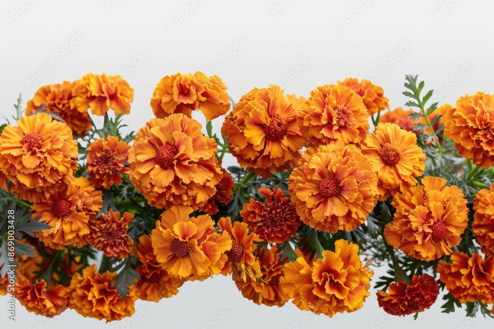 Orange flowers with green leaves Orange flowers with green leaves