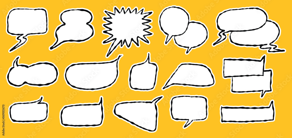 Obraz premium Hand-Drawn Speech Bubbles Vector Illustration - Comic Style Dialog Balloons
