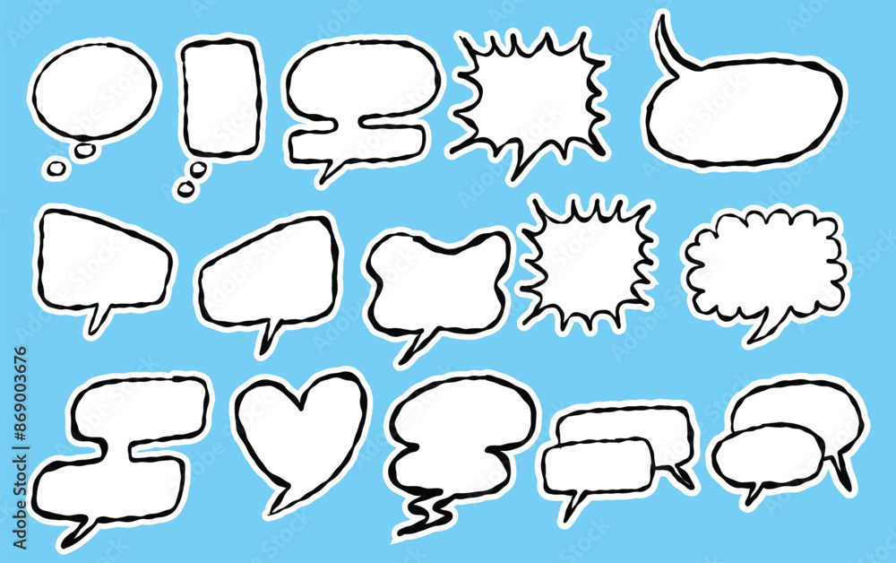 Hand-Drawn Speech Bubbles Vector Illustration - Comic Style Dialog Balloons Hand-Drawn Speech Bubbles Vector Illustration - Comic Style Dialog Balloons