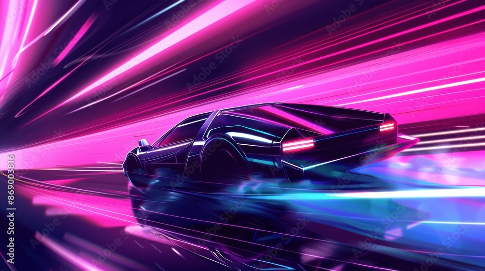 Neon Lights and a Speeding Car Neon Lights and a Speeding Car