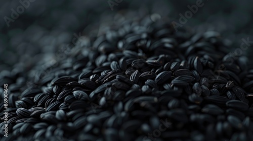 Extreme close up of black cumin seeds photo