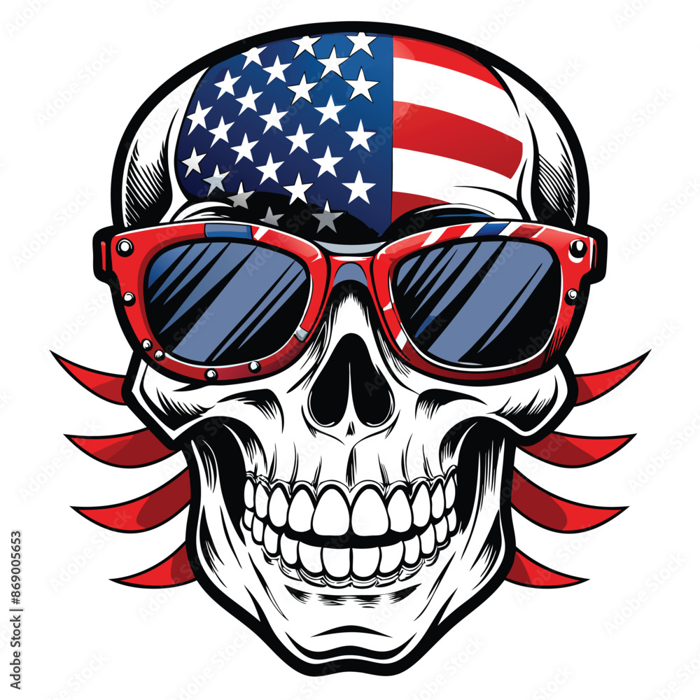 An American Flag skull Illustration Vector. An American Flag skull Illustration Vector.