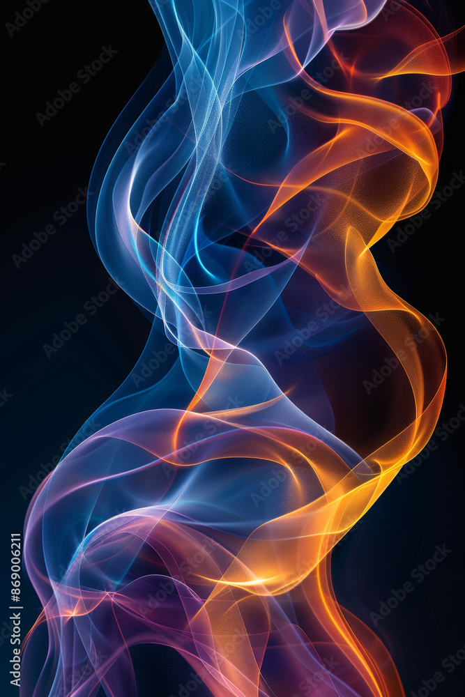 Naklejka premium A long, colorful, and wavy line of fire