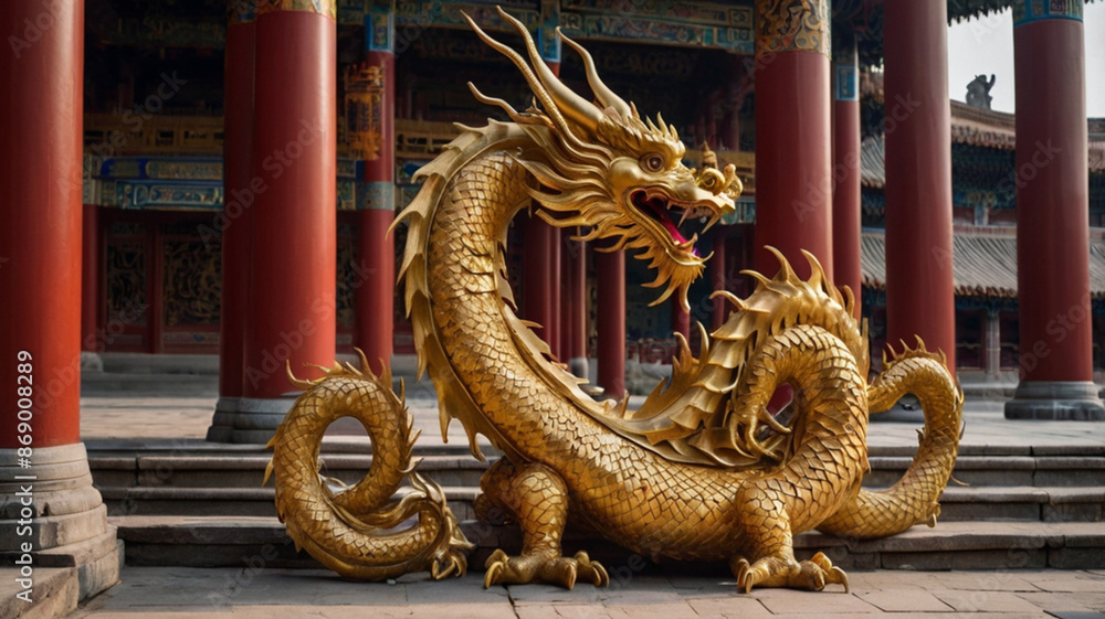 Fototapeta premium In the heart of an ancient temple in China a majestic