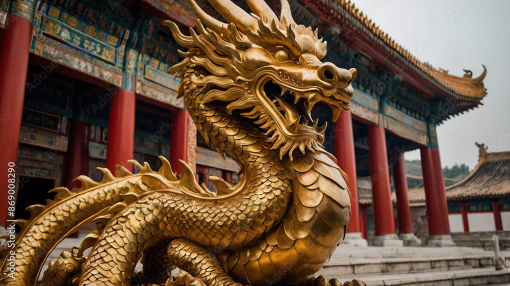Fototapeta premium In the heart of an ancient temple in China a majestic