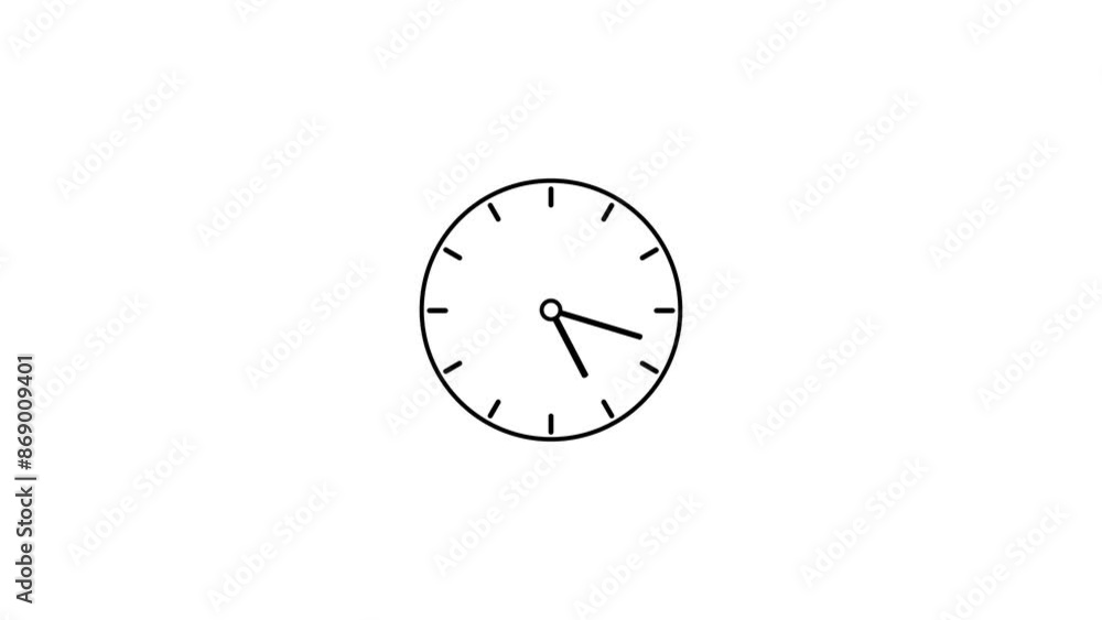 Clock icon Countdown 24 Hour Day Fast Speed Animation Background.