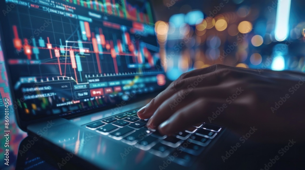 Smart businessman uses financial data on future laptop stock graph. Stock market, business, investors and data analysis. digital technology Cryptocurrency success code Smart businessman uses financial data on future laptop stock graph. Stock market, business, investors and data analysis. digital technology Cryptocurrency success code