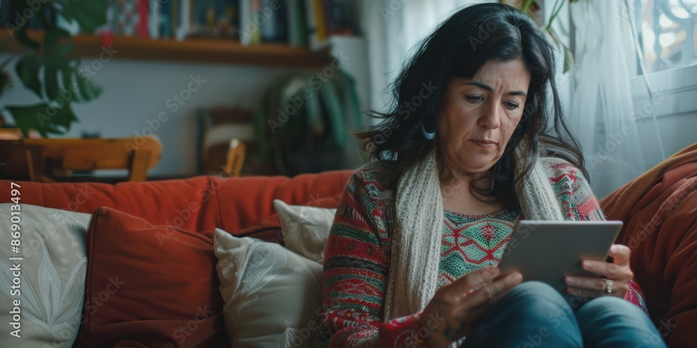 Woman on couch with tablet Woman on couch with tablet