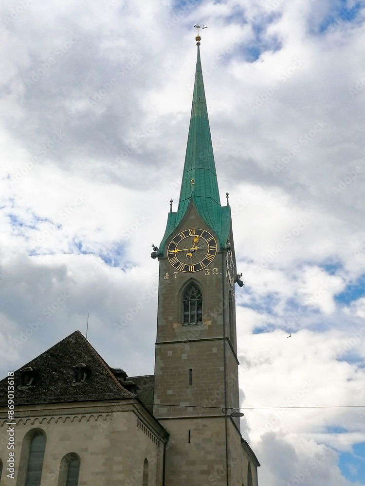 Scenic summer view of the Old Town architecture of Zurich Scenic summer view of the Old Town architecture of Zurich