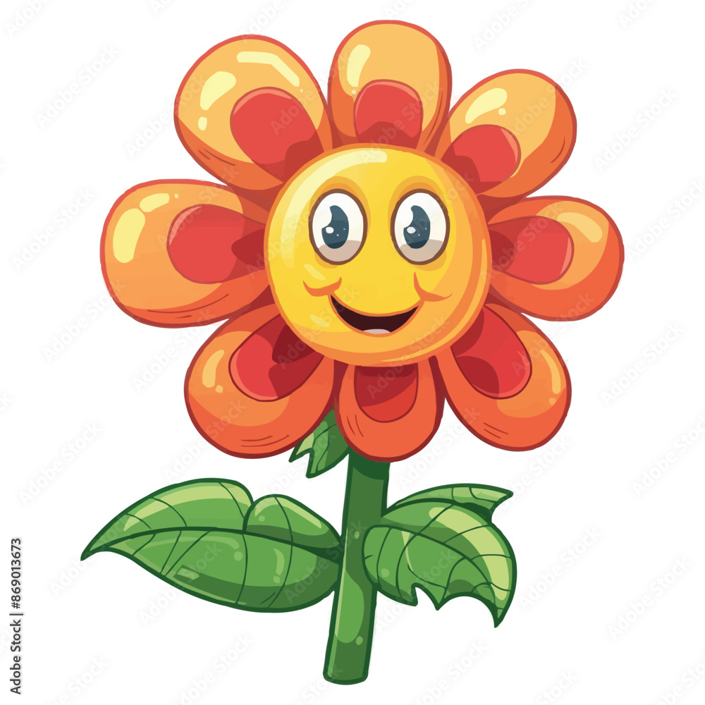 Fototapeta premium A flower cartoon character isolated on white background