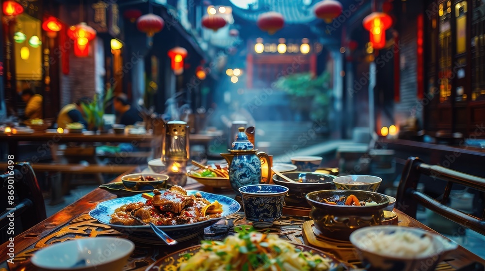 Elaborate Chinese Banquet Spread with Peking Duck Jasmine Rice and Vibrant Stir Fried Vegetables Elaborate Chinese Banquet Spread with Peking Duck Jasmine Rice and Vibrant Stir Fried Vegetables