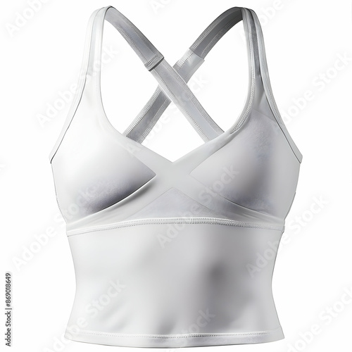 White Women's Sports Top - Breathable Crossback Activewear for Fitness and Yoga - Generative ai  photo