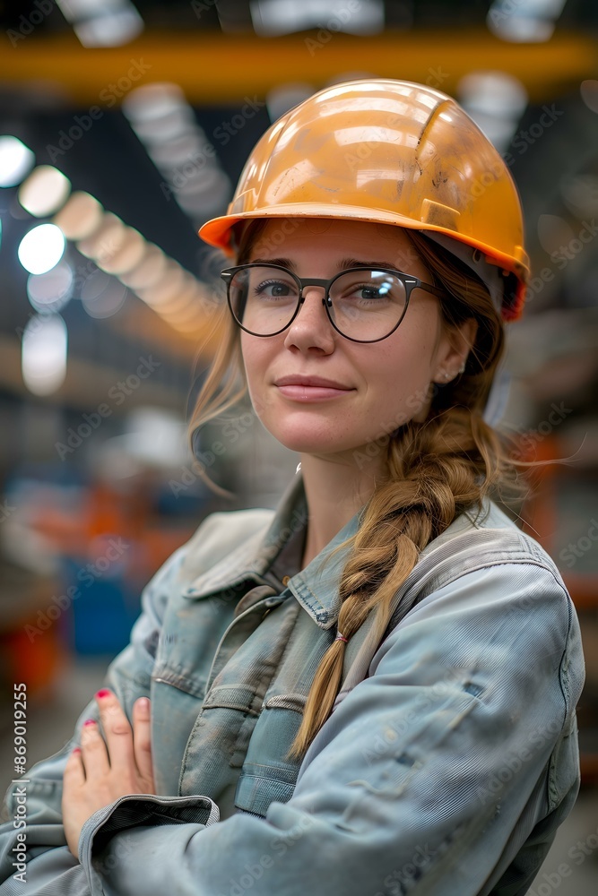 Confident Female Engineer in a Factory Setting Confident Female Engineer in a Factory Setting