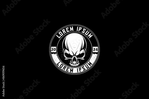Human skull head cartoon character vector logo template